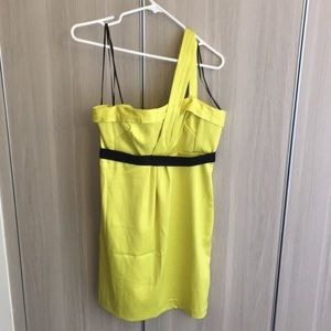 River Island Neon yellow one shoulder dress NWOT